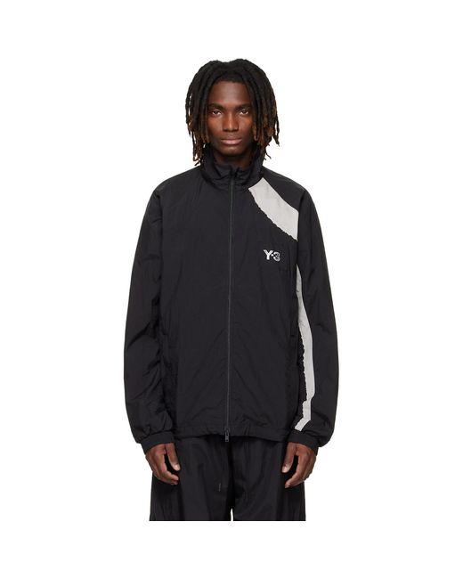 Y-3 Black Raw Edge 3 Stripes Nylon Shell Jacket for men
