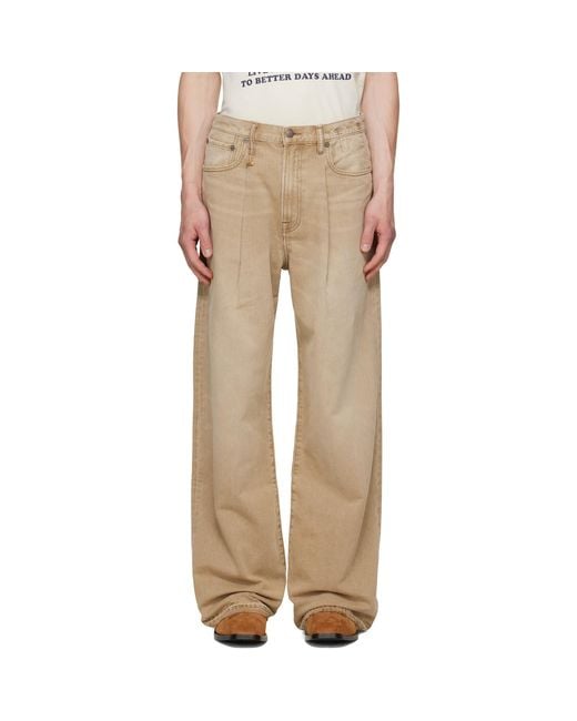 R13 Natural Damon Pleated Jeans for men
