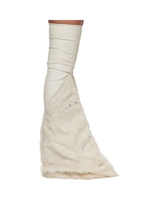 Rick Owens Natural Off- Temple Cargo Fetish Sneaks Tall Boots