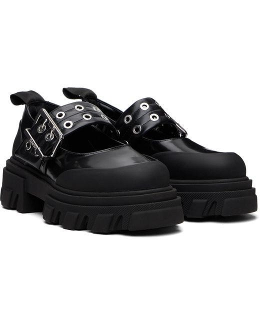 Ganni Black Cleated Ballerina Box Loafers