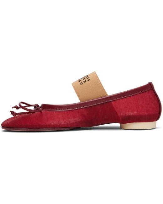 MM6 by Maison Margiela Red Anatomic Numeric Ballerina Flats
