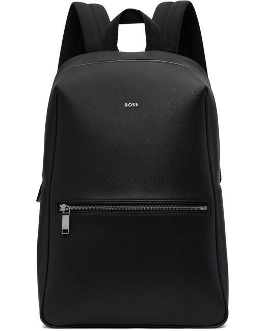 BOSS Logo Hardware Grained-Leather Backpack in Black for Men | Lyst UK