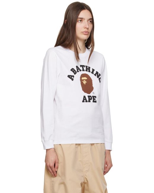 A Bathing Ape Black College Long Sleeve T-shirt