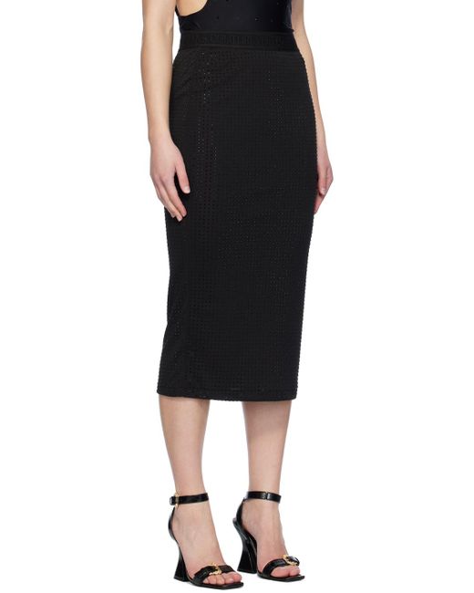 Versace Black Crystal-cut Midi Skirt