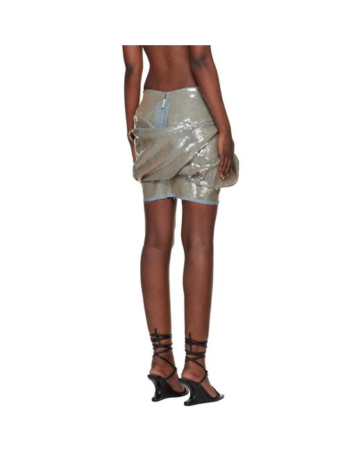 Rick Owens Black Temple Draped Denim Miniskirt