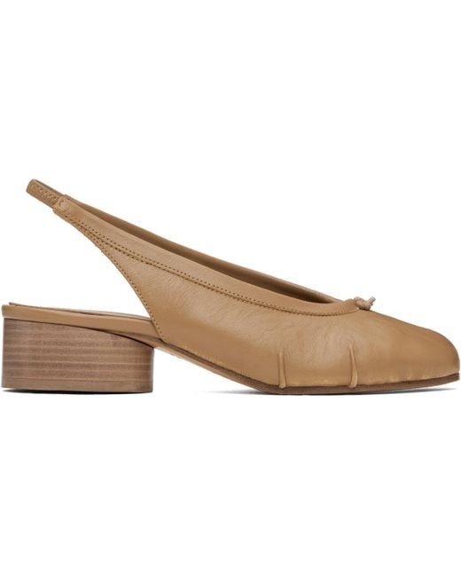 Maison Margiela Black Tan Tabi New Ballerina Slingback Heels