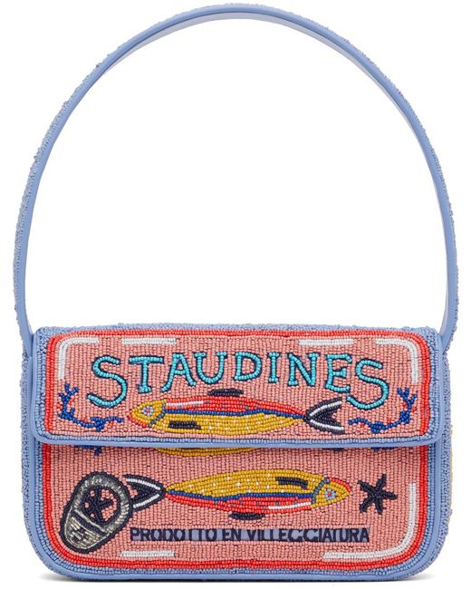 Staud Red Tommy Beaded Bag