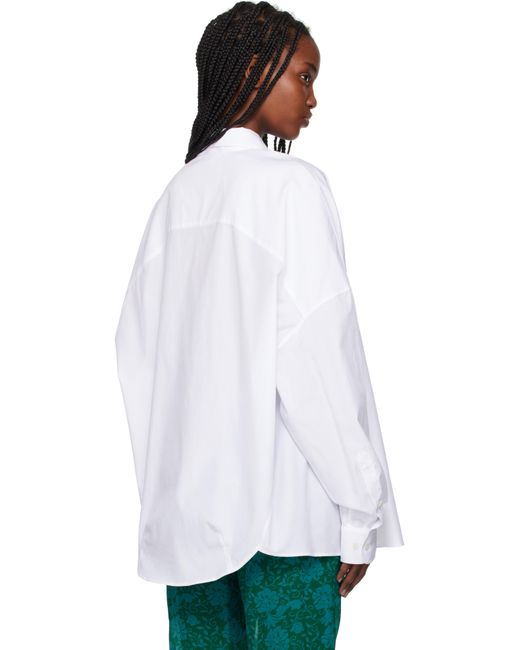 Dries Van Noten ホワイト コットン ポプリン シャツ White