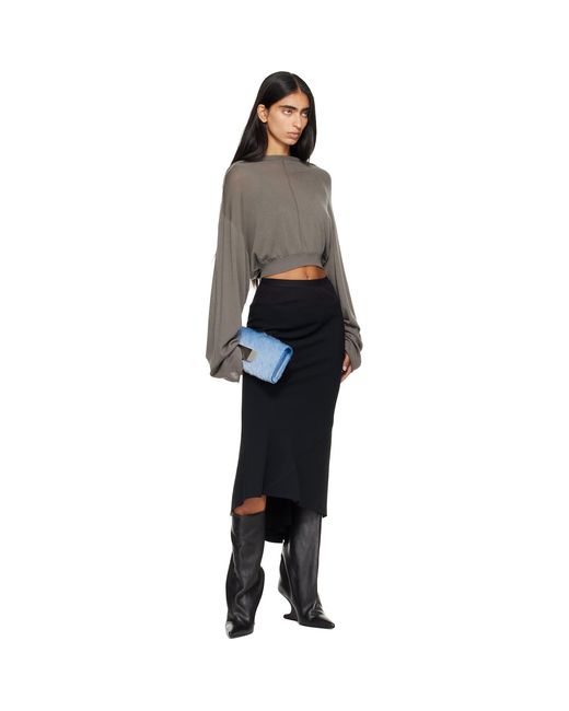 Rick Owens Brown Tower Cropped Tunic Hoodie