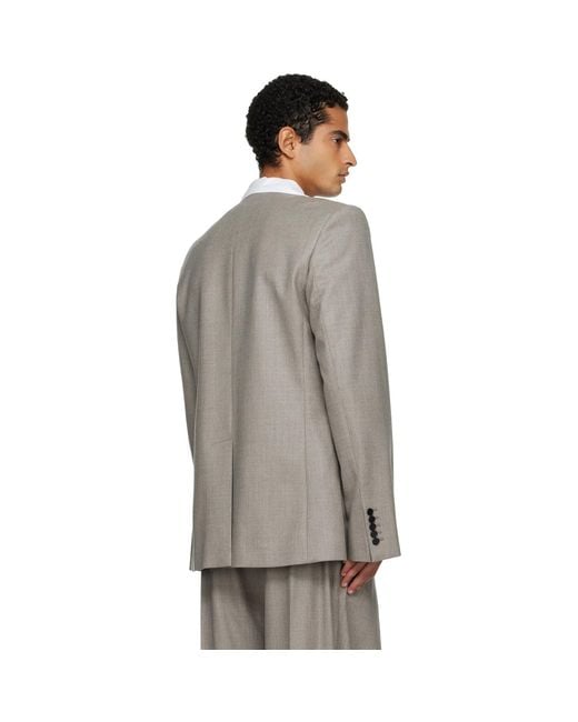 ALAINPAUL Gray Taupe Minimalist Tailored Blazer for men