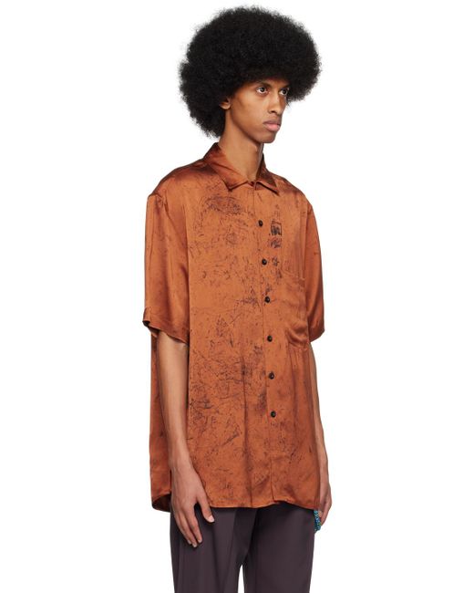 Song For The Mute Orange Spread Collar Shirt for men