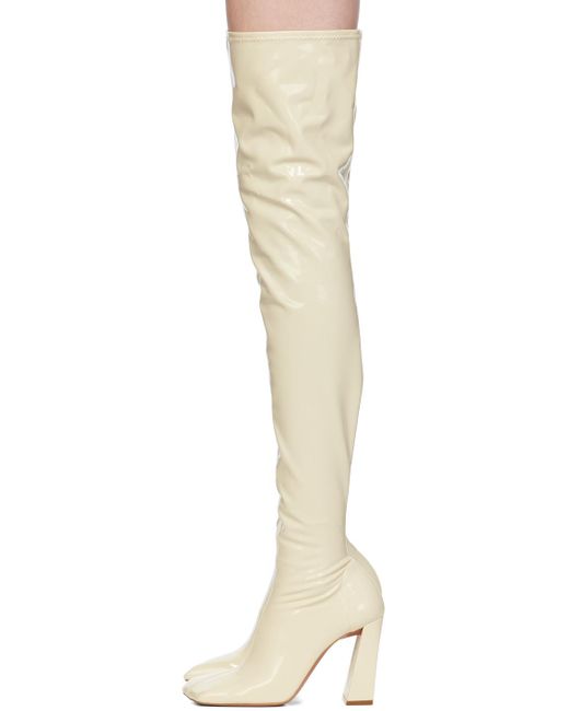 AMINA MUADDI Black Off-white Marine Stretch Thigh High Boots