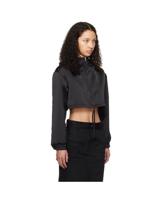 we11done Black Cropped Hoodie