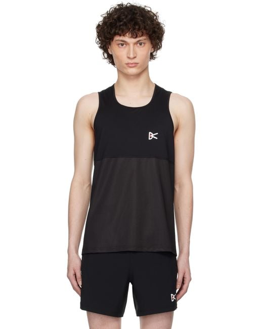 District Vision Black Panelled Mesh Singlet Tank Top for men
