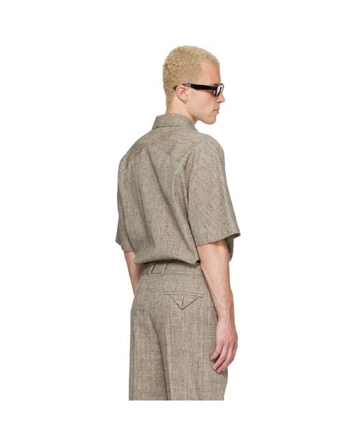 Bottega Veneta Gray Taupe Fleck Viscose Shirt for men