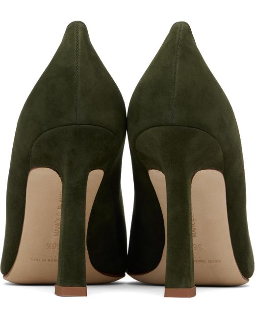 Manolo Blahnik Green Khaki Moira Heels