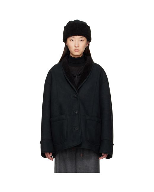 LE17SEPTEMBRE Black Shawl Collar Reversible Faux-Shearling Jacket