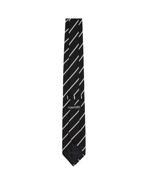 Tom Ford Black Alternate Weave Regimental Tie for men