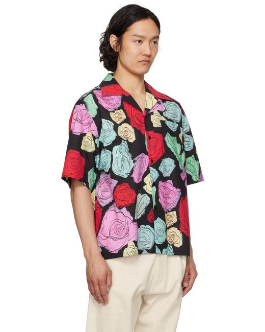 メンズ Marni ブラック Orion Print ボウリングシャツ Red