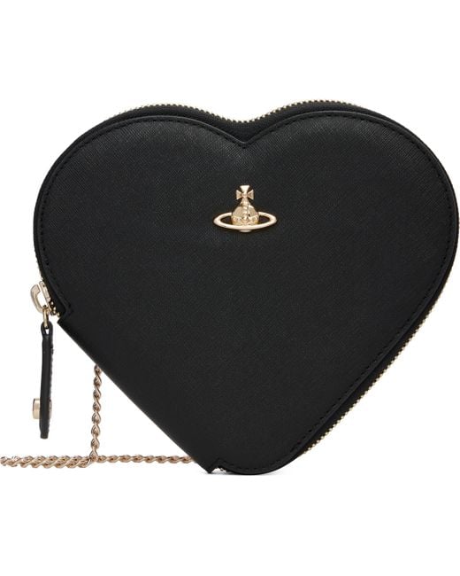 Vivienne Westwood Black New Heart Crossbody Clutch Bag