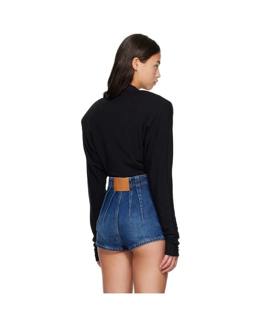Mugler Black Batsleeves Polo Bodysuit