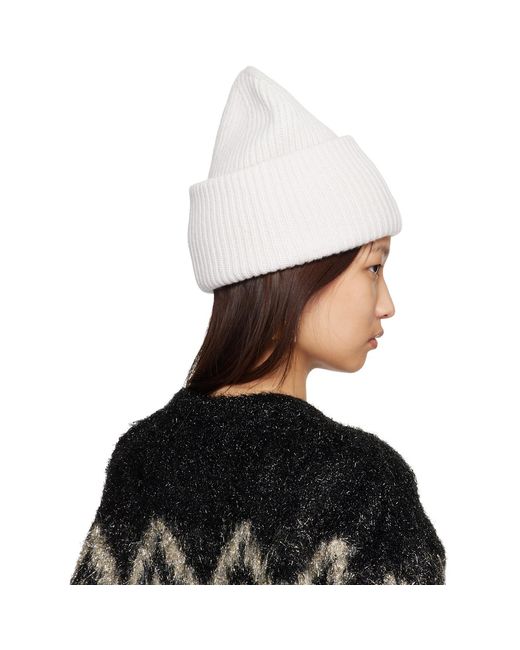 Acne White Off- Large Face Logo Beanie