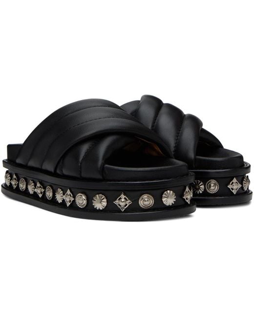 Toga Black Embellished Leather Sandals