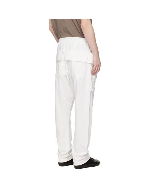 Rick Owens White Off- Temple Creatch Drawstring Cargo Pants for men