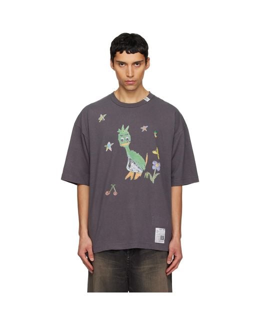 Maison Mihara Yasuhiro Blue Leon Kids Doodle T-Shirt for men