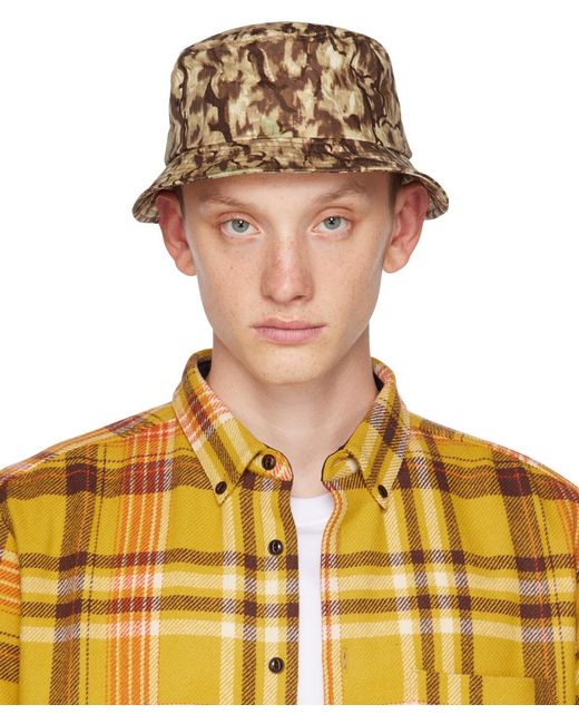 South2 West8 Yellow Horn Camouflage Bucket Hat for men