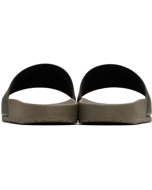 HUGO Black Khaki Tonal Logo Slides for men