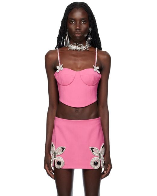 Area Red Pink Butterfly Crystal Bustier