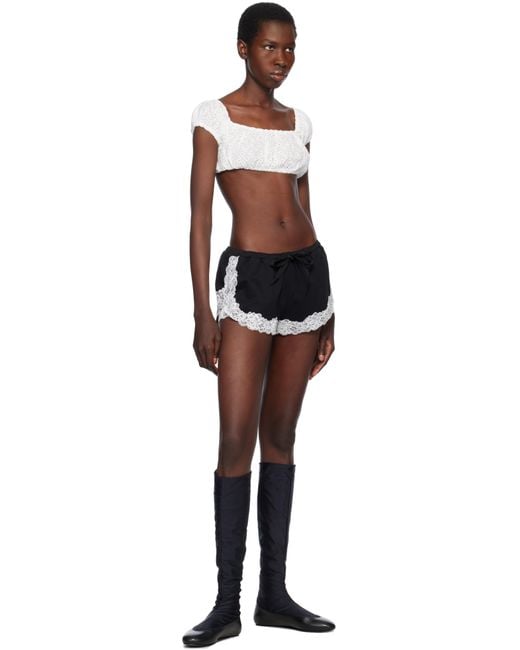 YUHAN WANG Lace Lined Shorts in Black | Lyst