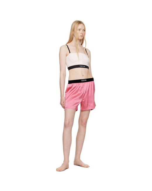 Tom Ford Pink Stretch Silk Satin Boxer Shorts