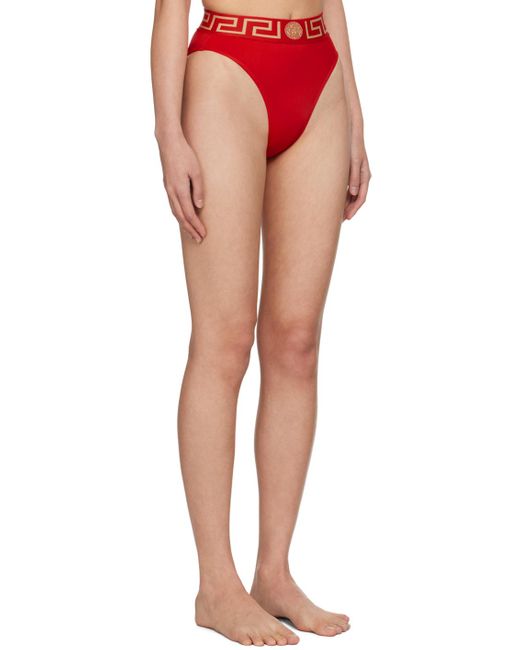 Versace Red Greca Border Bikini Bottoms