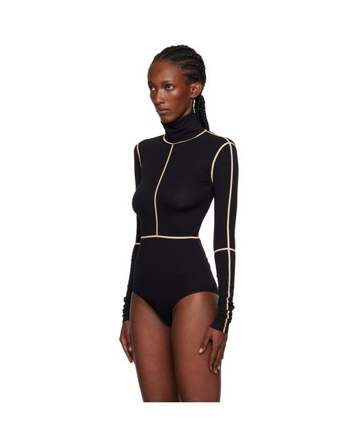 MM6 by Maison Margiela Black Long-Sleeve Bodysuit