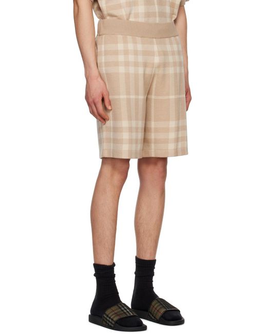 Burberry Natural Beige Check Shorts for men