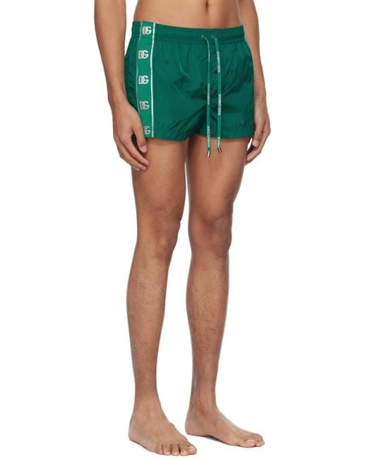 Dolce & Gabbana Green Logo Bands Swim Shorts for men