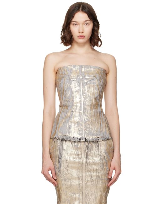 Rick Owens Multicolor Megacrust Stretch Denim Lido Bustier