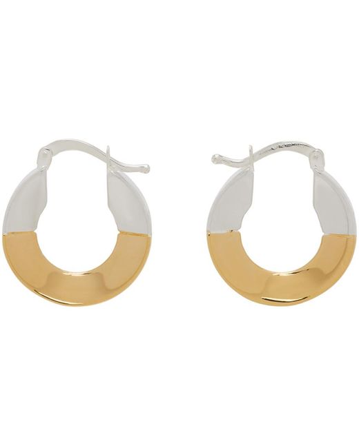 Bottega Veneta Black Gold & Silver Hoop Earrings for men