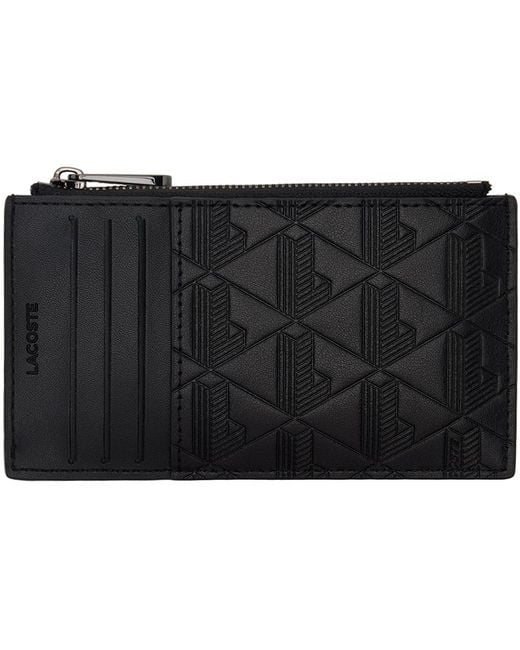 Lacoste Monogramme Zipped Wallet in Black for Men | Lyst