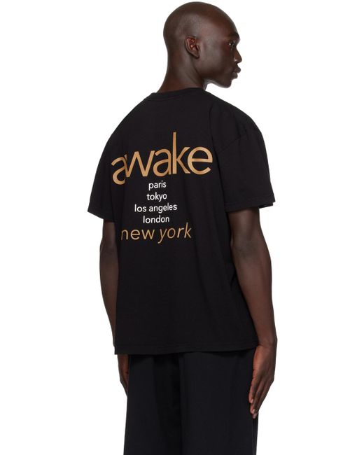 AWAKE NY Black Printed T-shirt for men