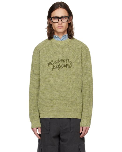 Maison Kitsuné Green Handwriting Sweater for men