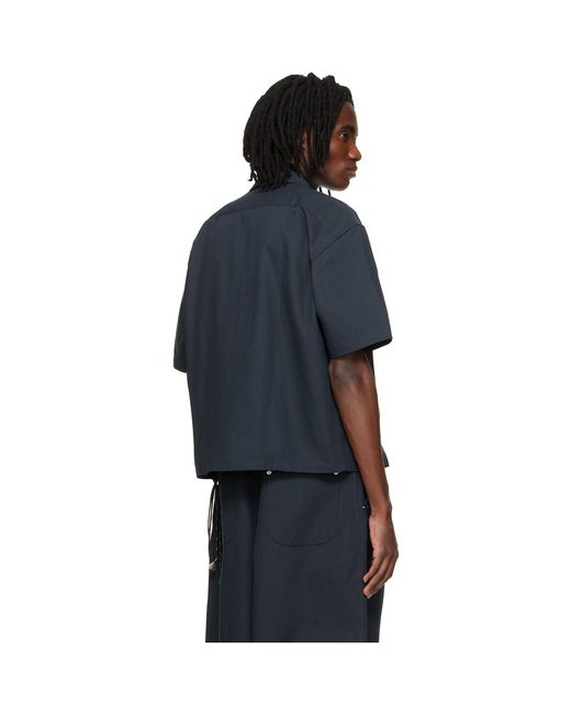 Song For The Mute Blue Zip Up Workman Shirt for men