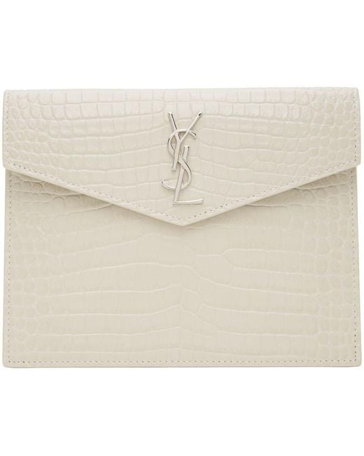 Uptown croc-effect patent-leather pouch