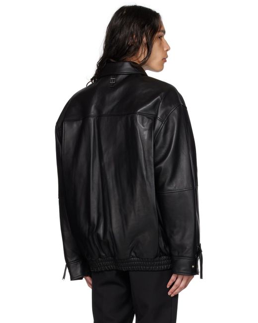 Wooyoungmi Black Banding Leather Jacket for men