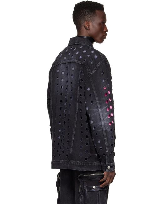 we11done Black Logo Denim Jacket for men