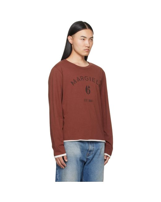 MM6 by Maison Margiela Red Long-Sleeved Reversible T-Shirt for men