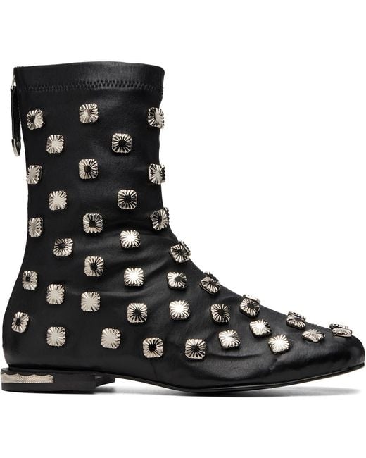 Toga Virilis Black Stretch Leather Chelsea Boots for men