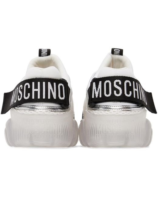 Moschino Black White Logo Tape Teddy Sneakers